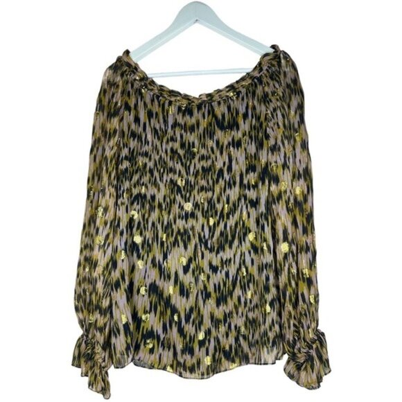 Milly of New York Printed Golden Polkadot Long Sleeve Blouse - Picture 5 of 10